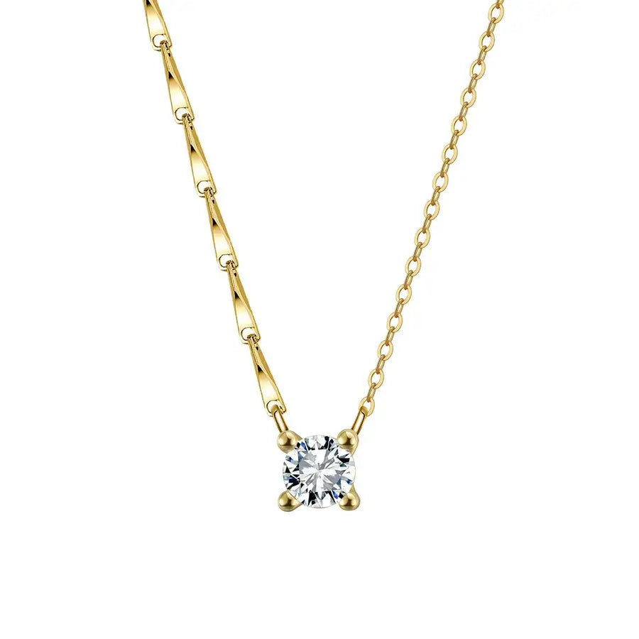 Gold-plated bling pendant necklace with a cubic zirconia centerpiece and a chic chain design.