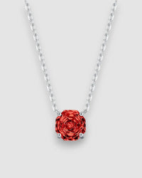Octagonal rose cut deep red zircon pendant necklace in silver chain, perfect for layering or wearing solo. Red zircon pendant necklace.