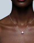 Octagonal Rose Cut Pink Zircon Pendant Necklace in Silver
