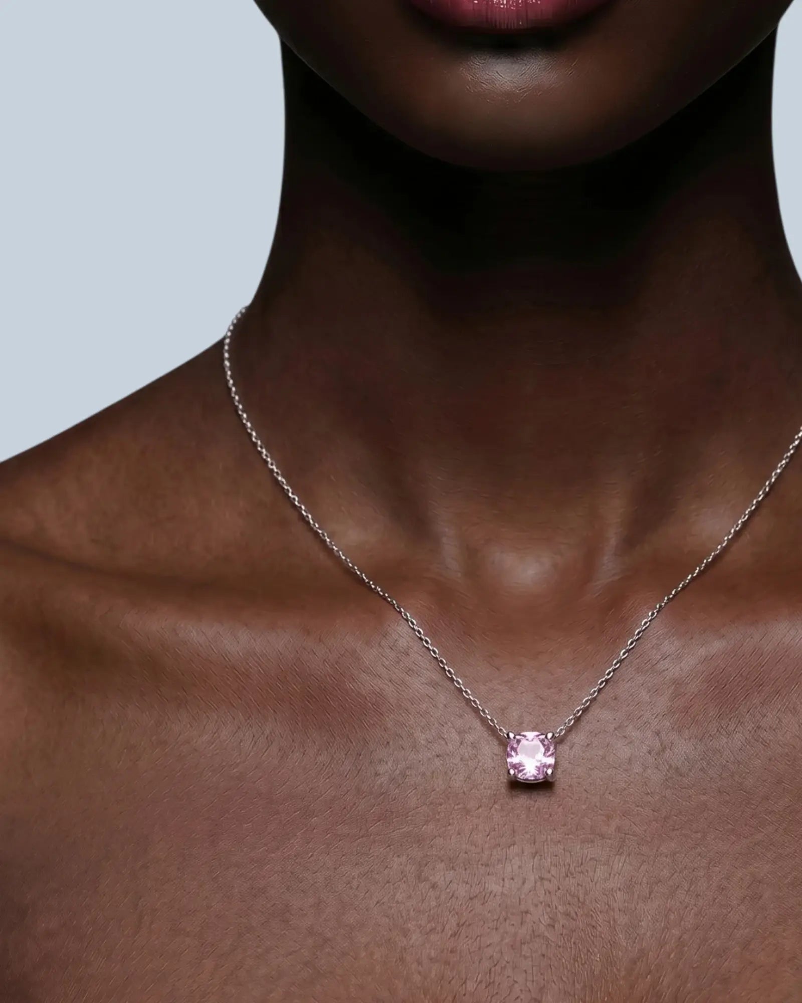 Octagonal Rose Cut Pink Zircon Pendant Necklace in Silver