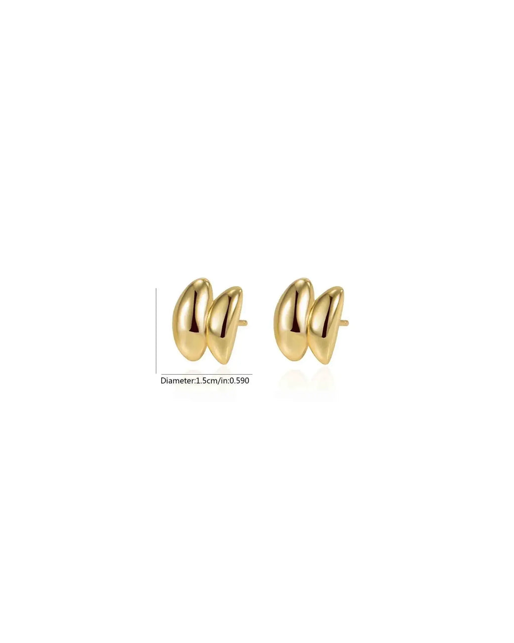 Sculptura Ear Studs in 18k gold, geometric design, 1.5cm diameter, perfect for modern and sophisticated styles.