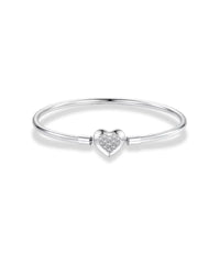 Shimmering Heart Bangle Bracelet in 925 Sterling silver, featuring a heart design with sparkling embellishments.