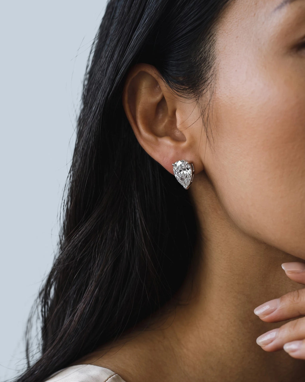 White Water Droplet Stud Earrings
