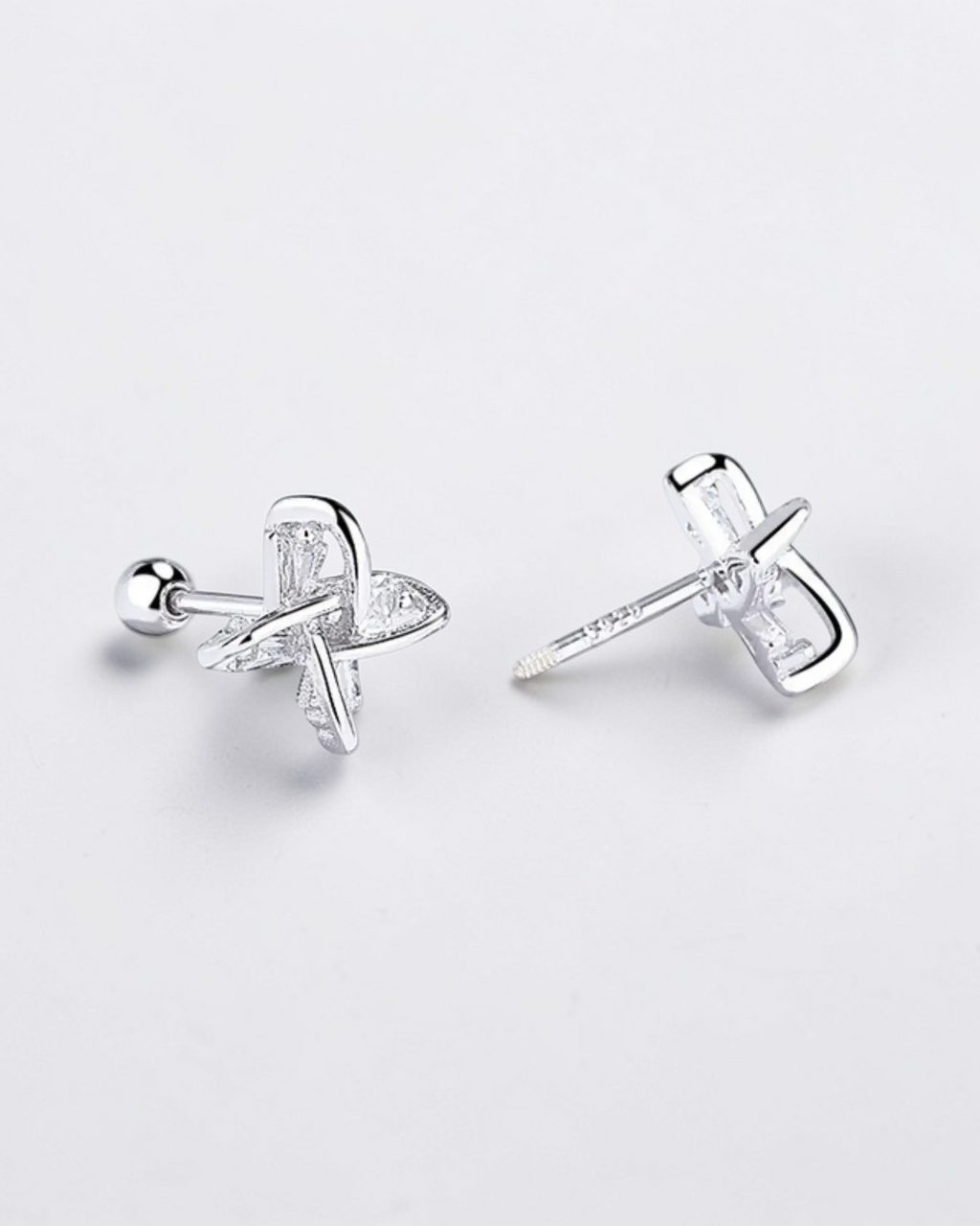 Elegant windmill ear studs in 925 sterling silver, showcasing a unique design and modern style.